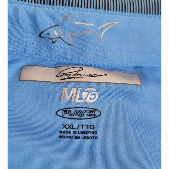 Greg‎ Norman Shirt Blue Size 2XL XXL Striped Short Sleeve Polo Golf Men's 1140 - Picture 3 of 5
